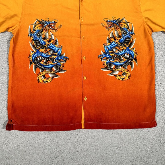 J/E/T Shirt Mens Large Ombre Dragon Tattoo 100% Polyester Y2K Streetwear Casual - Picture 3 of 9